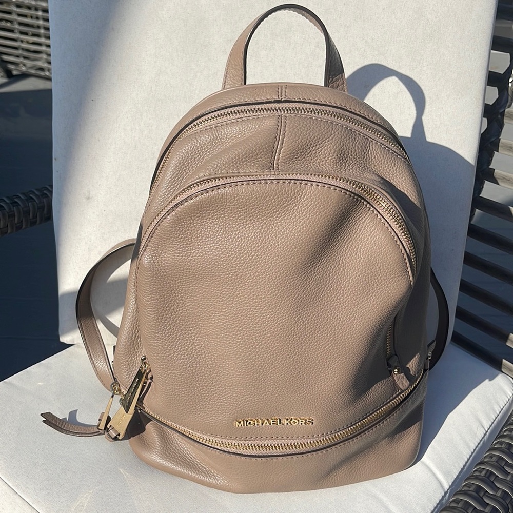 Michael Kors Taupe Leather Backpack